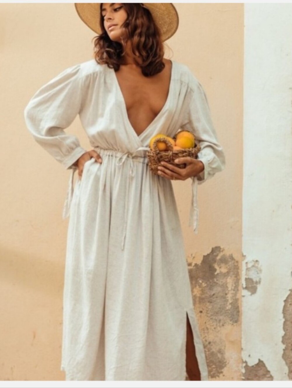 MYRAH PENALOZA linen blend boho midi dress - size small/medium